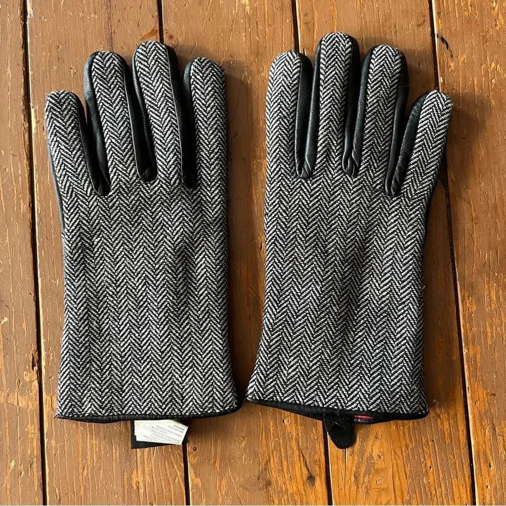 Leather Herringbone Insulated Gloves